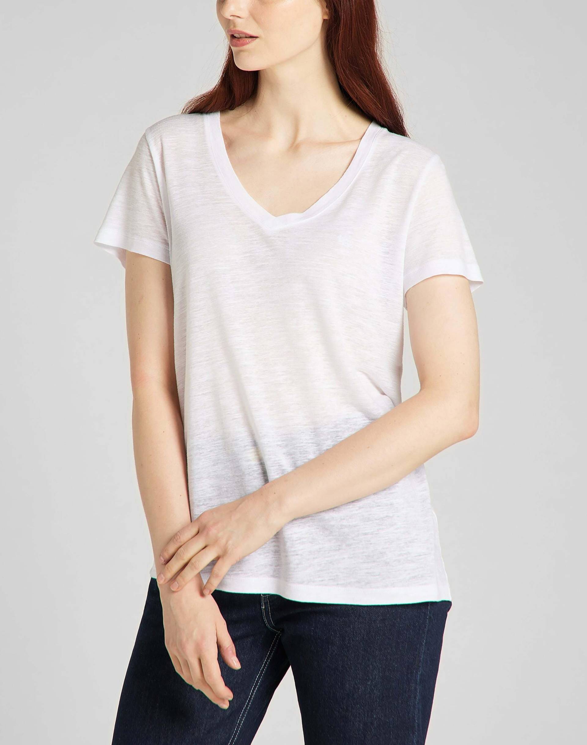 T-shirt V Neck Damen Weiss S von Lee