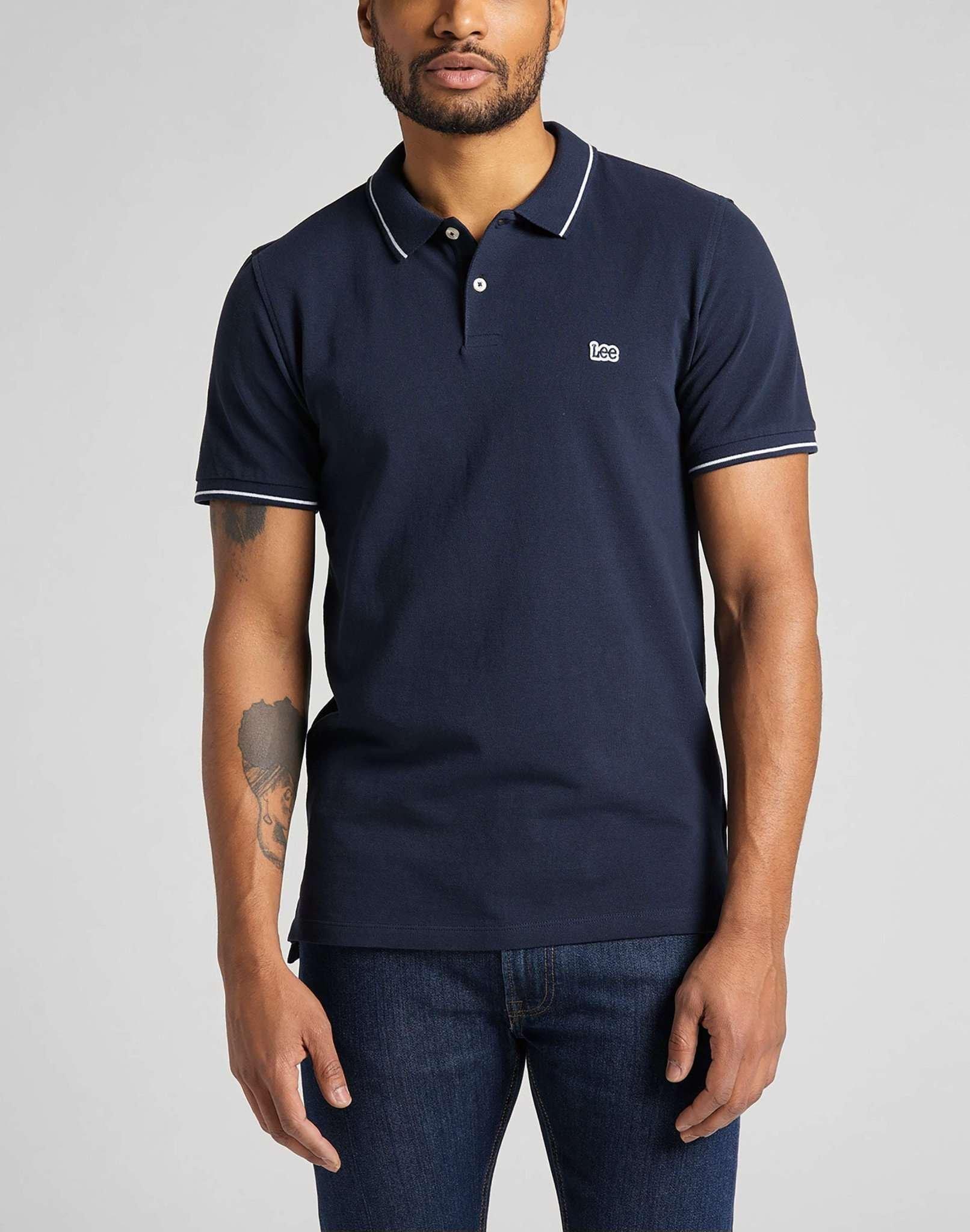 Poloshirt Pique Herren Marine S von Lee