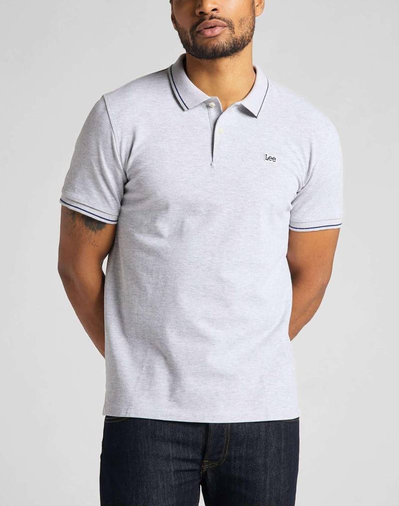 Poloshirt Pique Herren Taubengrau L von Lee