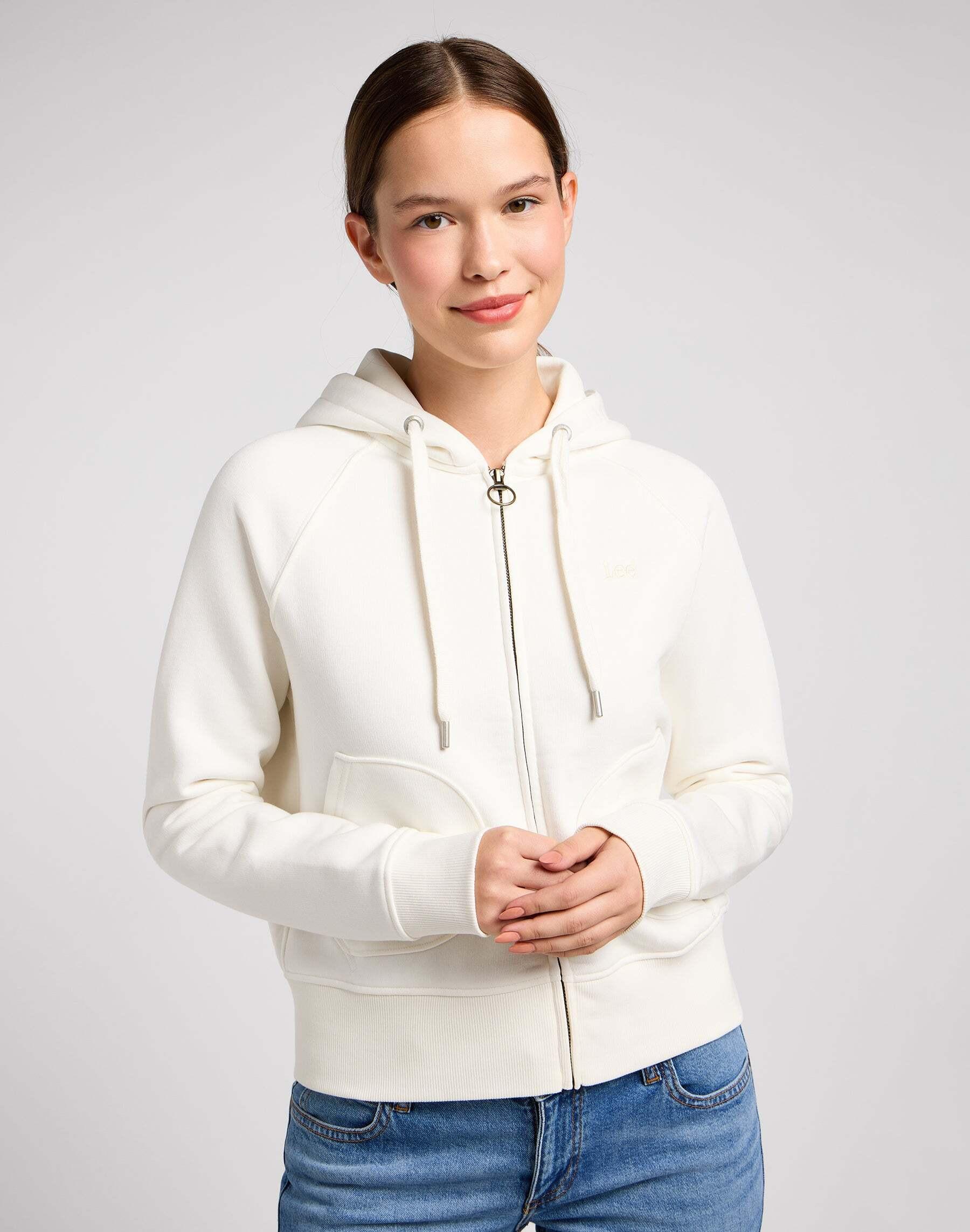 Sweatshirts Zip Through Hoodie Damen Écru XS von Lee