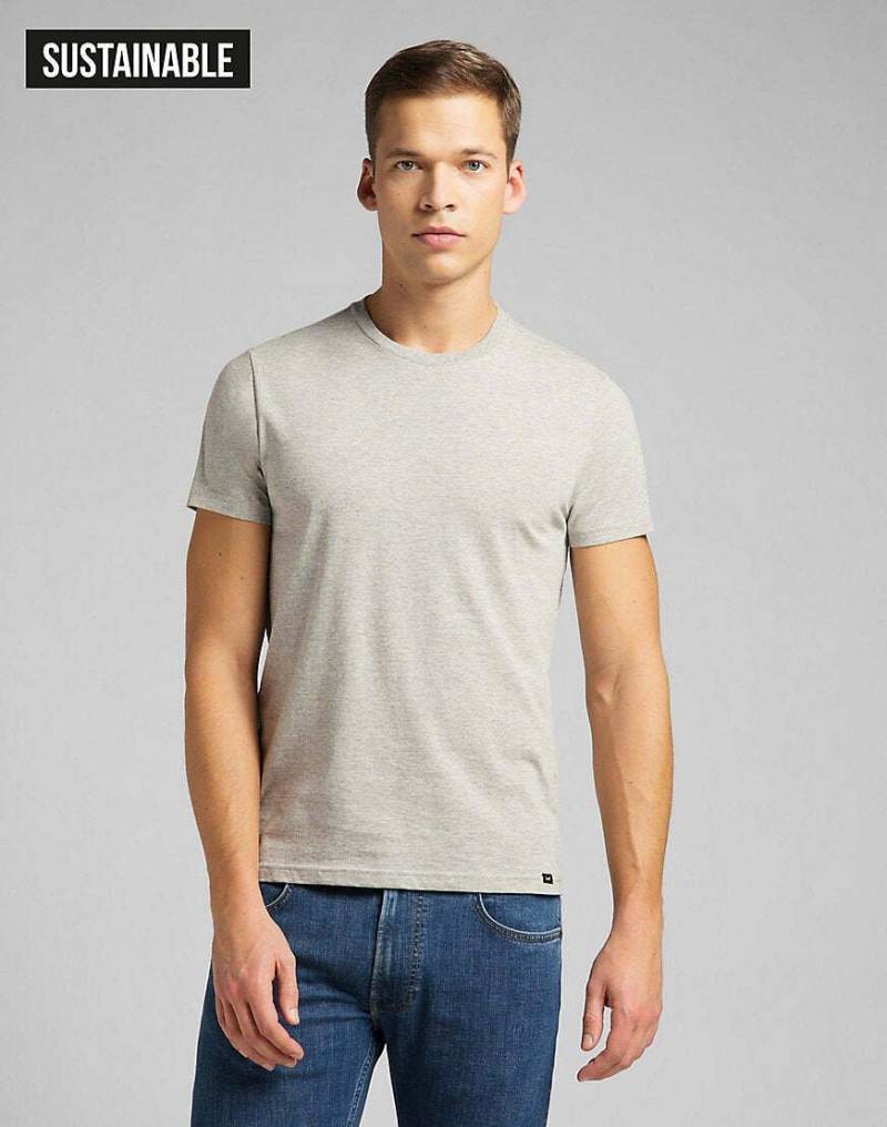 T-shirt Crew 2 Pack Herren Taubengrau M von Lee