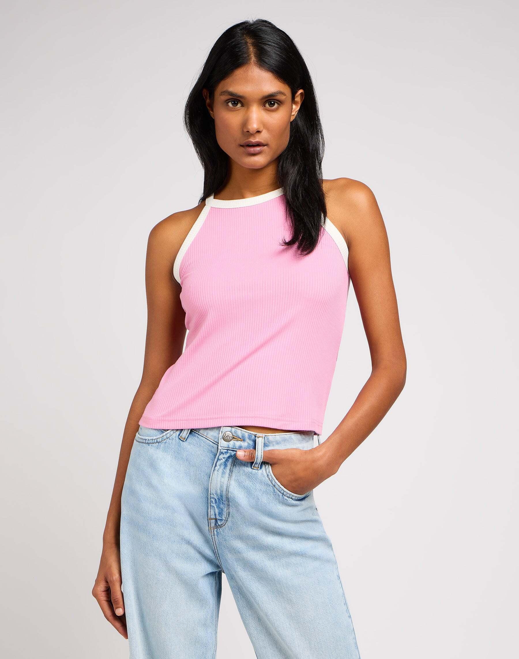 T-shirts Cropped Halter Top Damen Rosa S von Lee