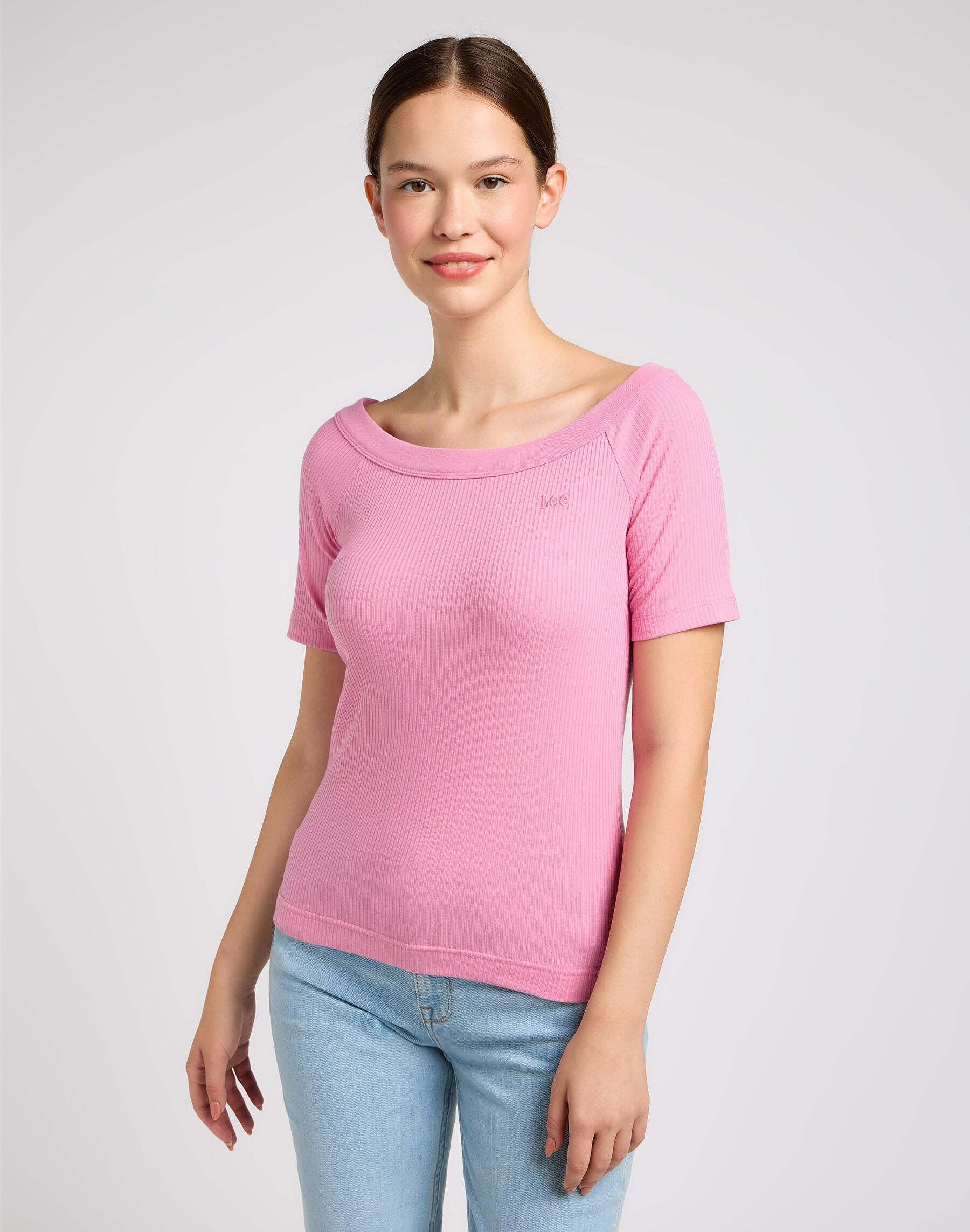 T-shirts Off The Shoulder Rib Damen Rosa M von Lee