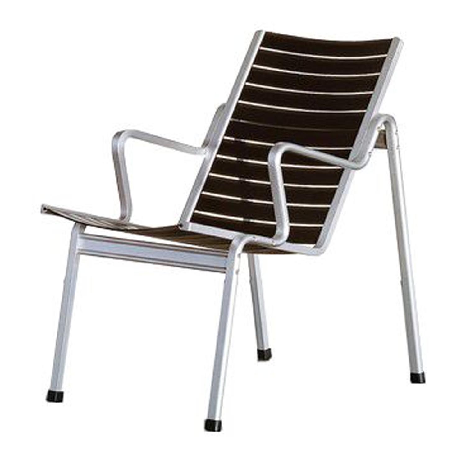 Elox-Sessel, Farbe schwarz eloxiert, Kunststoffbänder schwarz von Lehni