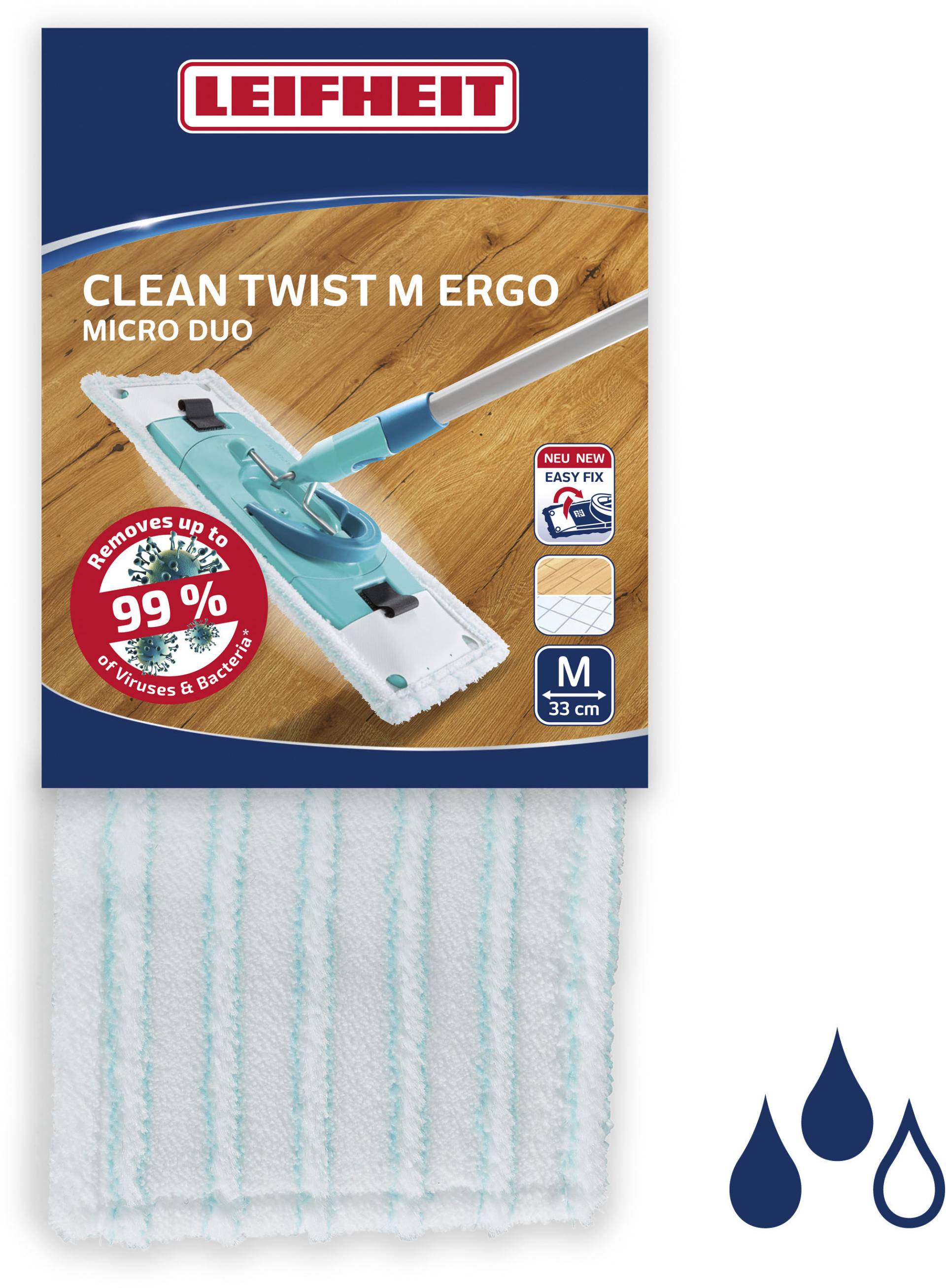 Leifheit Wischbezug »bCLEAN TWIST M Ergo micro duo«, Mikrofaser, 3 cmx14 cm, (1 St.) von Leifheit