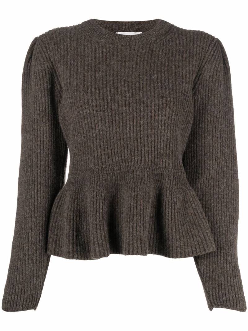 LEMAIRE ribbed-knit peplum-hem jumper - Brown von LEMAIRE