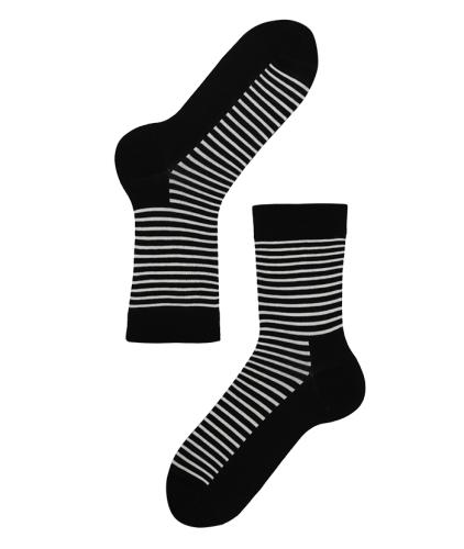 Lenz Longlife socks women 2er Pack - schwarz/weiss gestreift (Grösse: 39-41) von Lenz