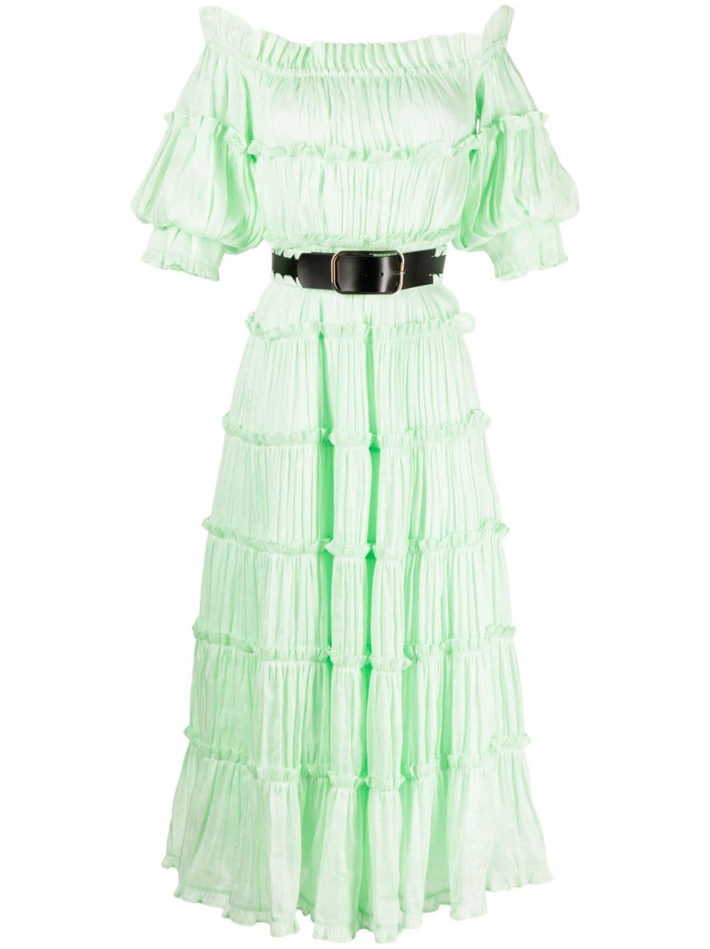 Leo Lin Rue off-shoulder tiered dress - Green von Leo Lin