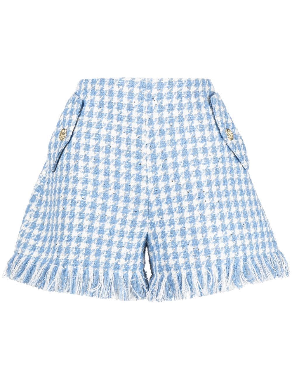 Leo Lin tweed fringed shorts - Blue von Leo Lin