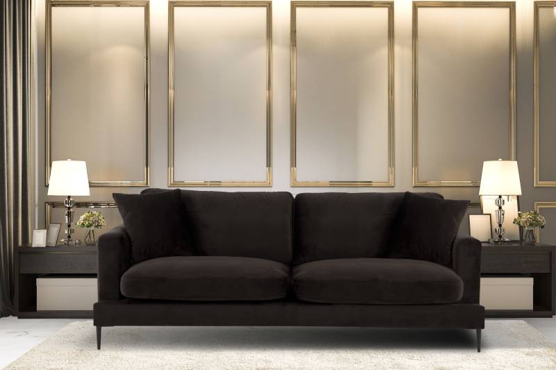 Leonique 3-Sitzer »Cozy elegantes Designsofa, Masse B/T/H: 211/97/80 cm«, mit losen Kissen und Metallbeinen von Leonique
