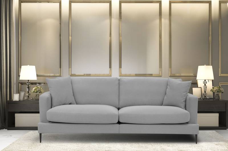 Leonique 3-Sitzer »Cozy elegantes Designsofa, Masse B/T/H: 211/97/80 cm«, mit losen Kissen und Metallbeinen von Leonique