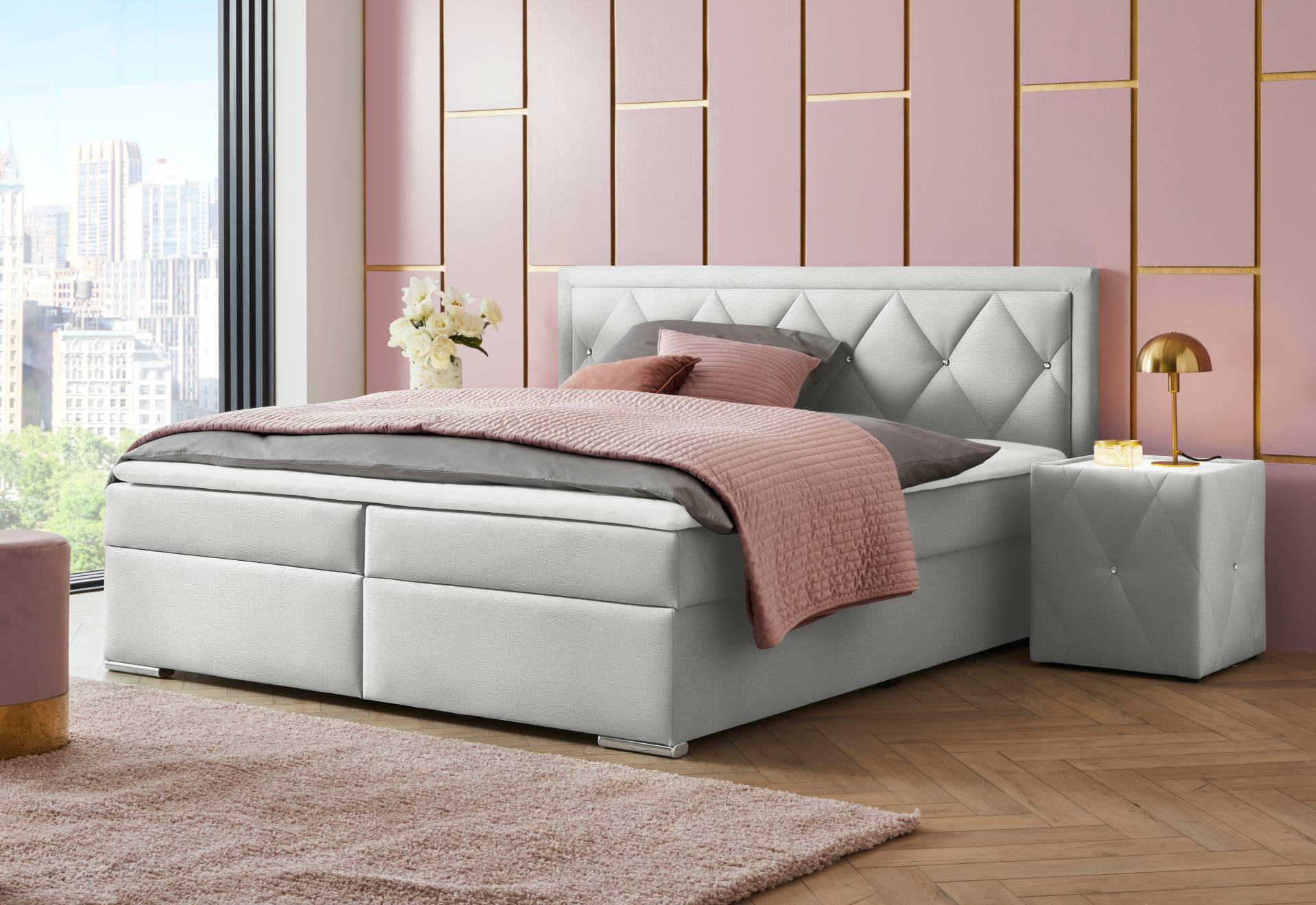 Leonique Boxbett »Alfie, Bestseller, wahlweise mit Bettkasten«, mit Strasssteinen im Kopfteil, H2, H3 und H4 wählbar Leonique Boxbett »Alfie, Bestseller, wahlweise mit Bettkasten«, mit Strasssteinen im Kopfteil, H2, H3 und H4 wählbar von Leonique