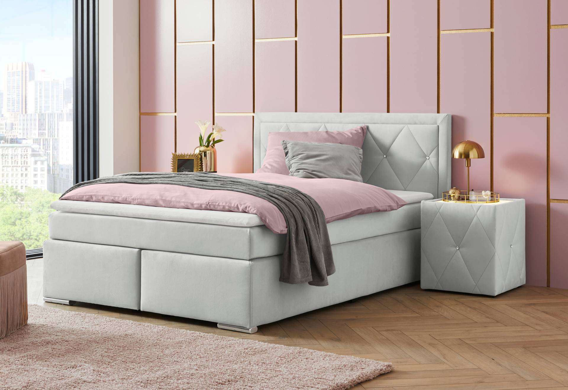 Leonique Boxbett »Alfie, Bestseller, wahlweise mit Bettkasten«, mit Strasssteinen im Kopfteil, H2, H3 und H4 wählbar Leonique Boxbett »Alfie, Bestseller, wahlweise mit Bettkasten«, mit Strasssteinen im Kopfteil, H2, H3 und H4 wählbar von Leonique