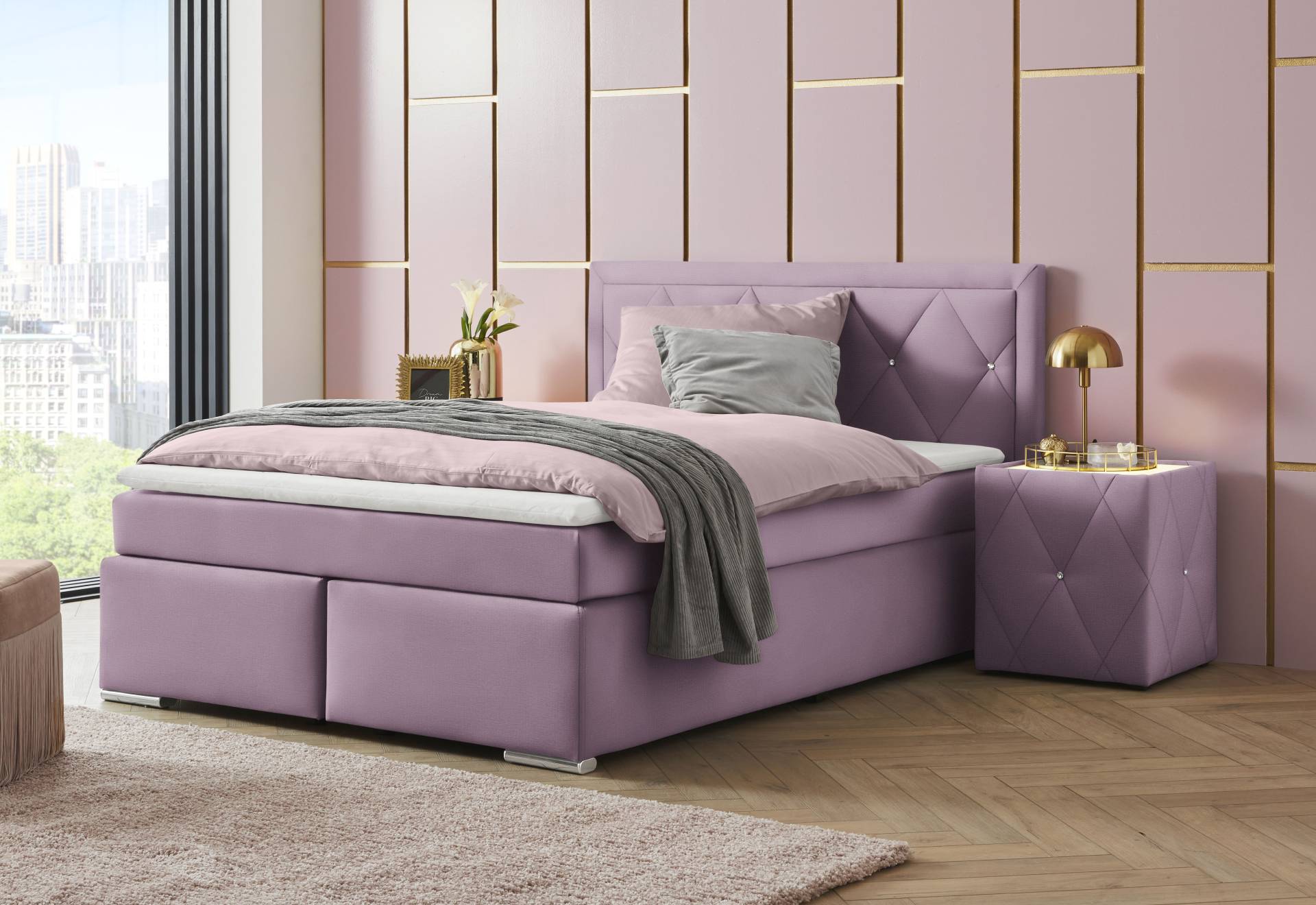 Leonique Boxbett »Alfie, Bestseller, wahlweise mit Bettkasten«, mit Strasssteinen im Kopfteil, H2, H3 und H4 wählbar Leonique Boxbett »Alfie, Bestseller, wahlweise mit Bettkasten«, mit Strasssteinen im Kopfteil, H2, H3 und H4 wählbar von Leonique