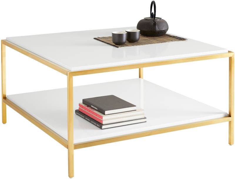Leonique Couchtisch »Cherlen«, mit zwei Ablageflächen und goldfarbenem Gestell, quadratisch von Leonique