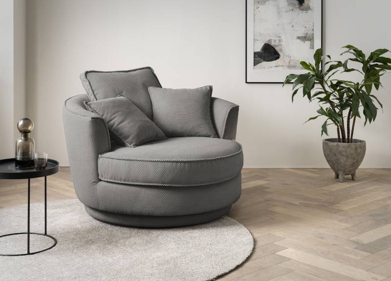 Leonique Drehsessel »MAISIE, Love Seat XXL, Lese-Sessel BIG-«, Sessel in MEGA CORD u. Web-Velours, 360 Grad drehbar von Leonique