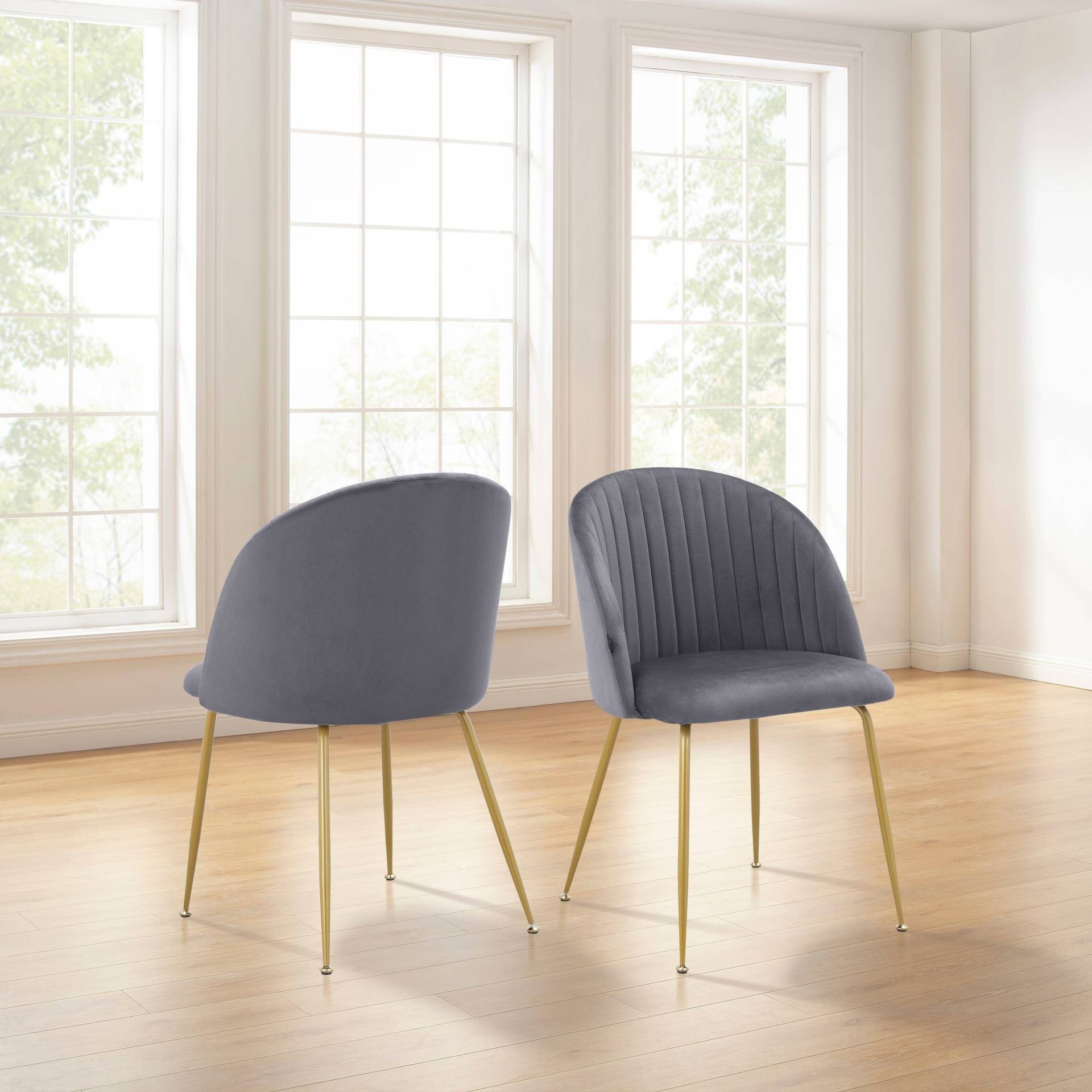 Leonique Esszimmerstuhl »Alain«, 2 St., Veloursstoff, im 2er Set erhältlich, mit Sitz und Rücken gepolstert, Sitzhöhe 49 cm Leonique Esszimmerstuhl »Alain«, 2 St., Veloursstoff, im 2er Set erhältlich, mit Sitz und Rücken gepolstert, Sitzhöhe 49 cm von Leonique