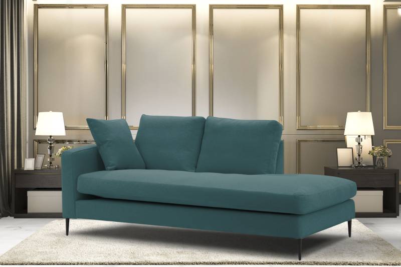 Leonique Recamiere »Cozy Chaiselongue, Masse B/T/H: 195/97/80 cm«, mit losen Kissen und Metallbeinen, Armlehne links oder rechts wählbar von Leonique