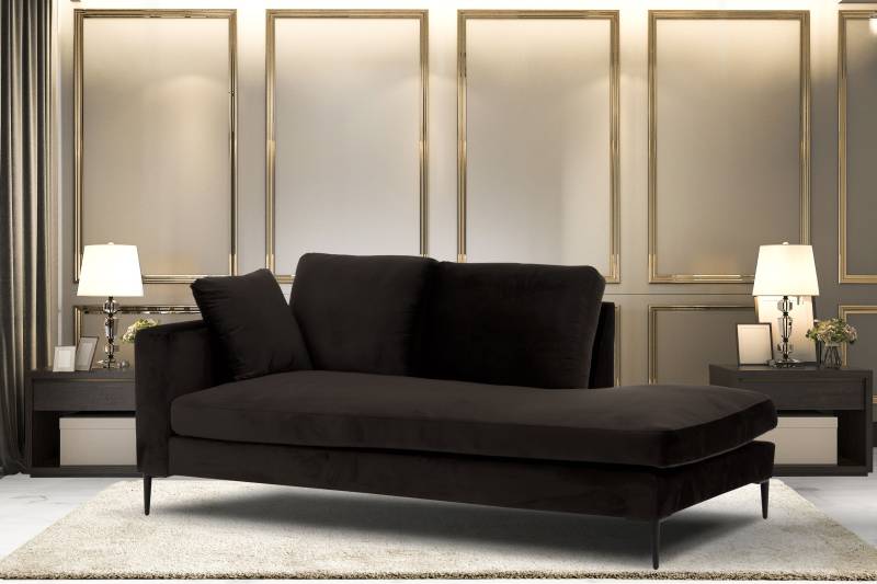 Leonique Recamiere »Cozy Chaiselongue, Masse B/T/H: 195/97/80 cm«, mit losen Kissen und Metallbeinen, Armlehne links oder rechts wählbar von Leonique