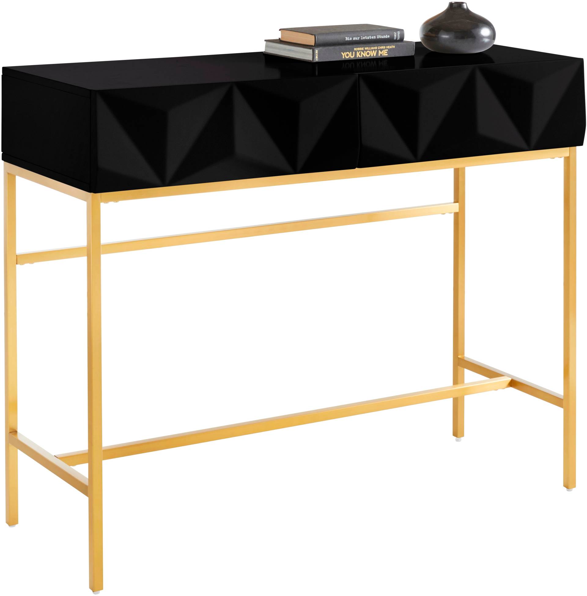 Leonique Sideboard »Minfi«, in 3D-Optik, Konsolentisch mit goldfarbenem Metallgestell von Leonique