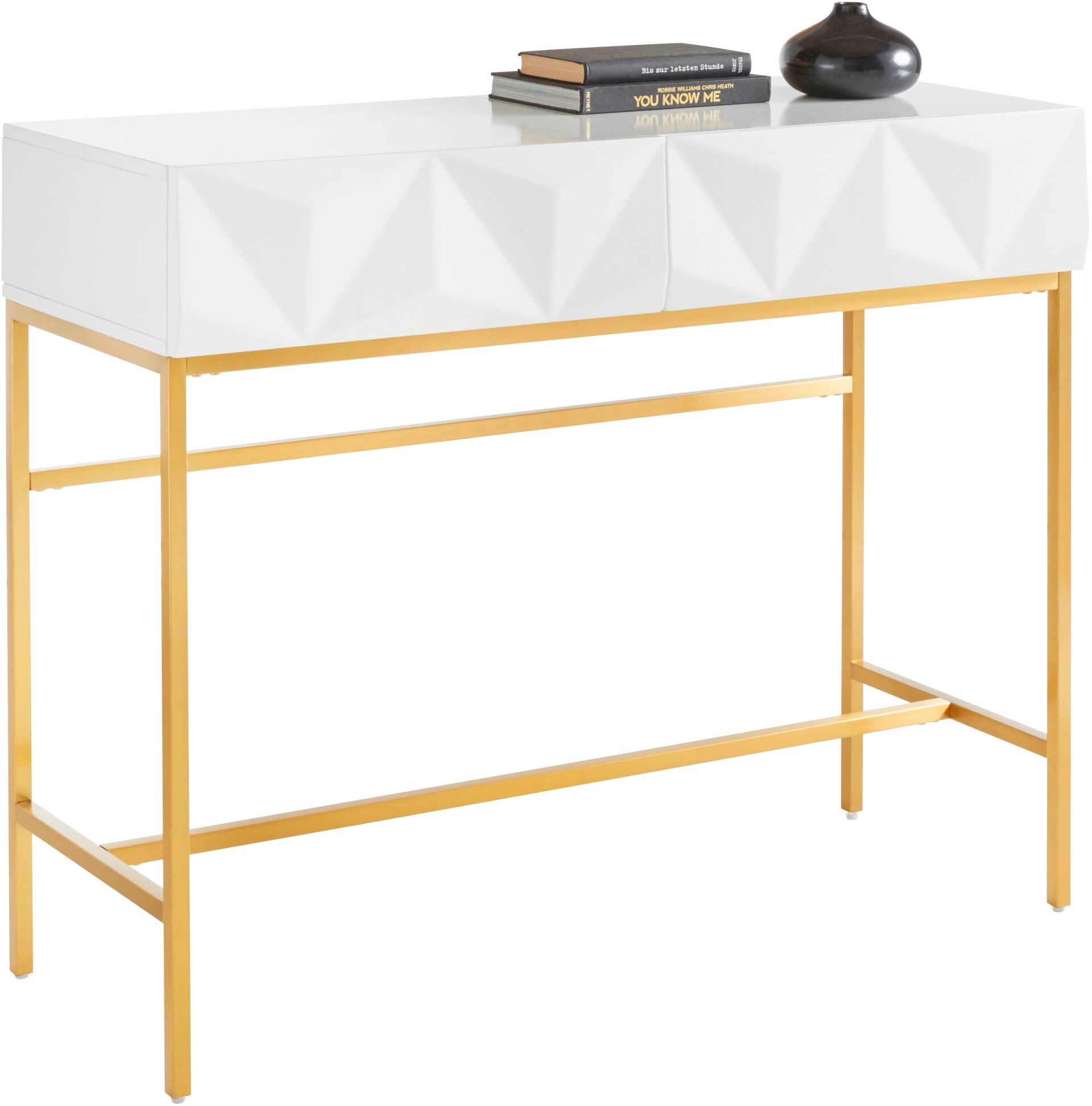 Leonique Sideboard »Minfi«, in 3D-Optik, Konsolentisch mit goldfarbenem Metallgestell von Leonique