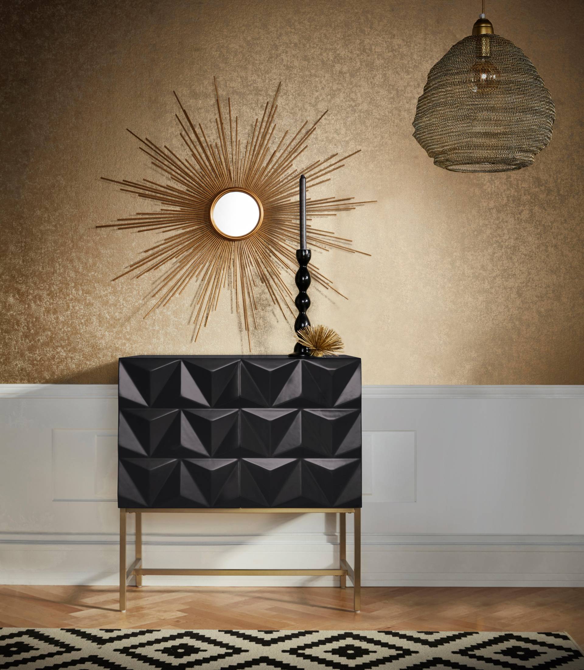 Leonique Sideboard »Rovuma«, in 3D-Optik und goldfarbenem Metallgestell Leonique Sideboard »Rovuma«, in 3D-Optik und goldfarbenem Metallgestell von Leonique
