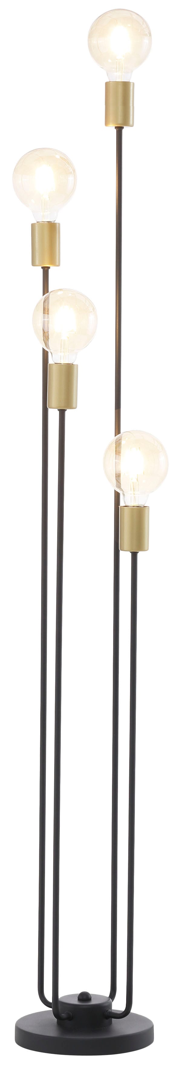 Leonique Stehlampe »Jarla«, 4 flammig-flammig, Stehleuchte mit goldfarbenen/schwarzen Fassungen, Höhe 137 cm von Leonique