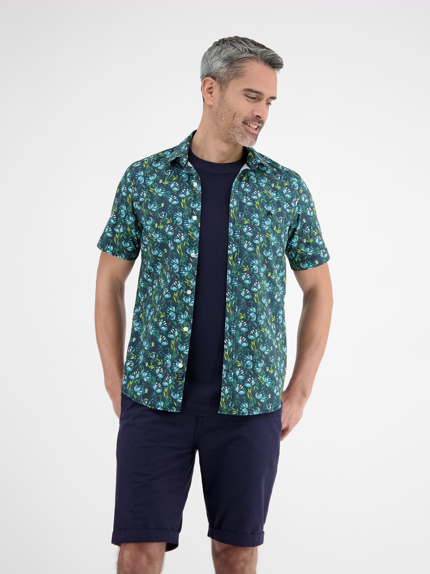 LERROS Kurzarmhemd »LERROS Herren Poplin-Stretchhemd, floral gemustert« von Lerros