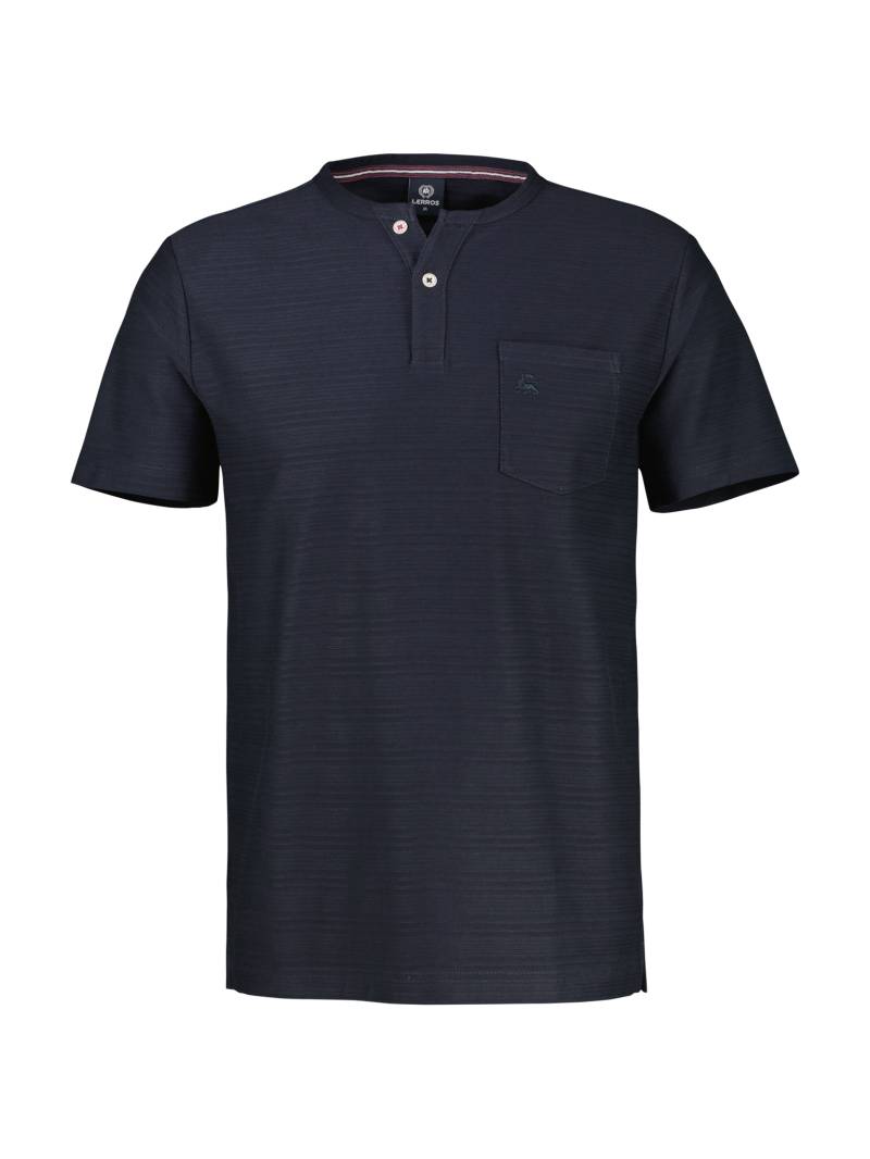 LERROS Kurzarmshirt, mit Serafino-Kragen und Knopfleiste von Lerros