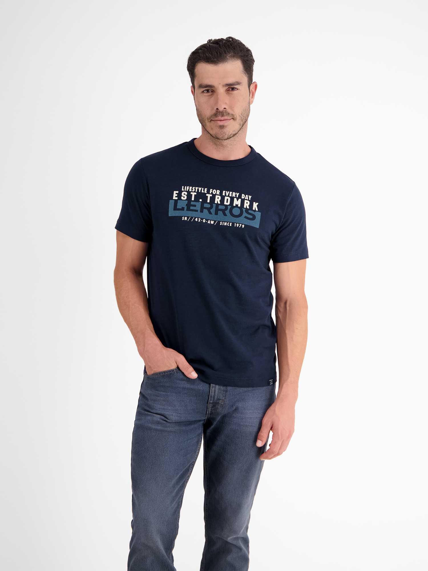 LERROS T-Shirt »LERROS Unifarbenes T-Shirt mit Print« von Lerros