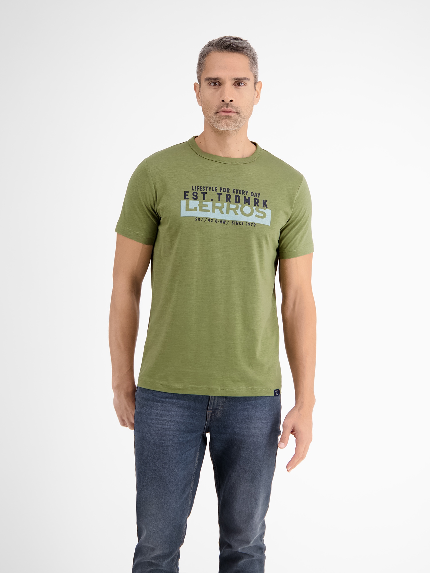 LERROS T-Shirt »LERROS Unifarbenes T-Shirt mit Print« von Lerros