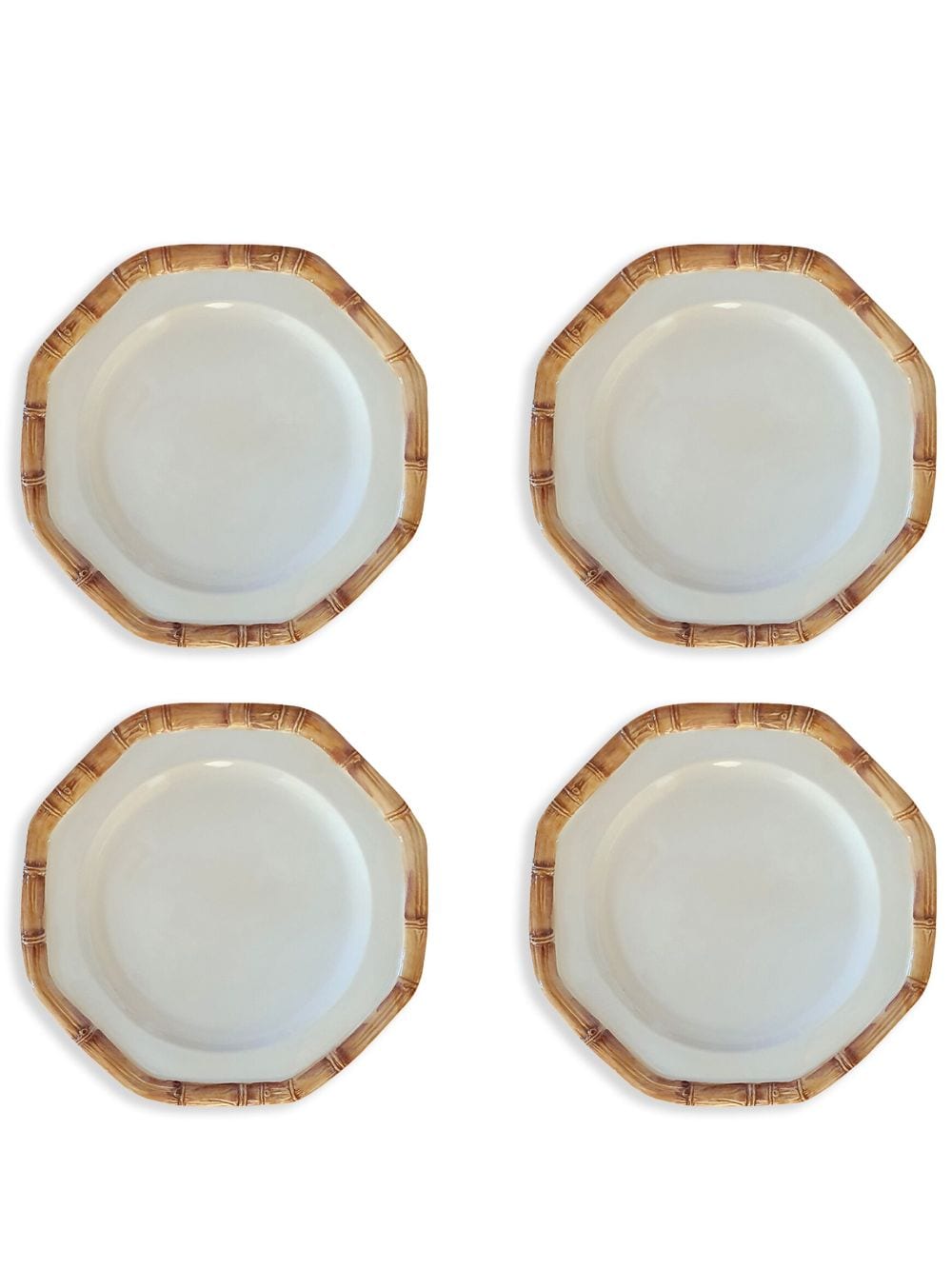Les-Ottomans Bamboo ceramic dessert plates (set of four) - White von Les-Ottomans