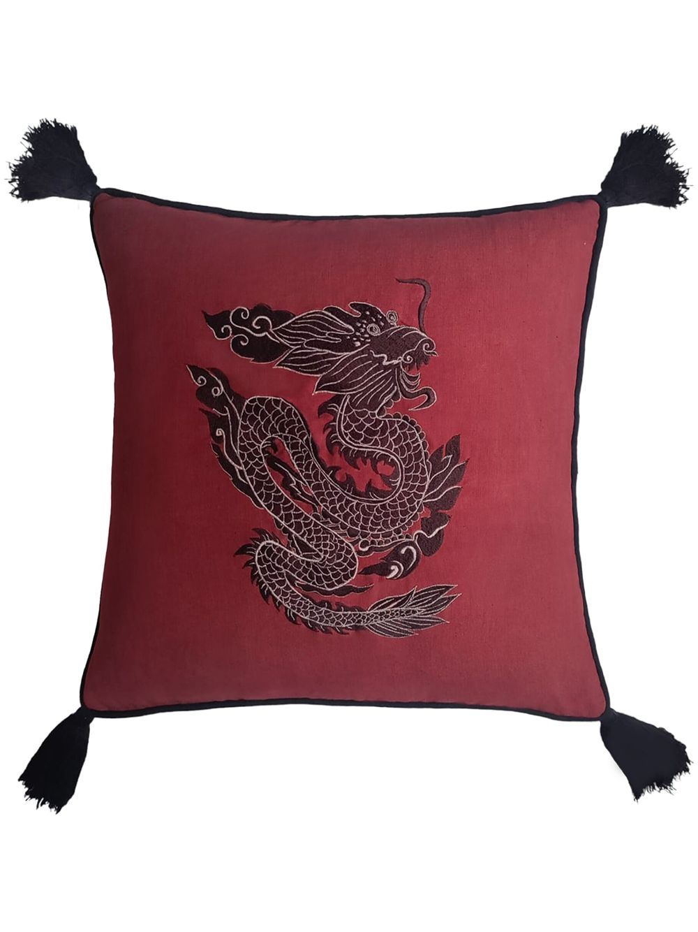 Les-Ottomans Dragon embroidered cushion (50cm x 50cm) von Les-Ottomans