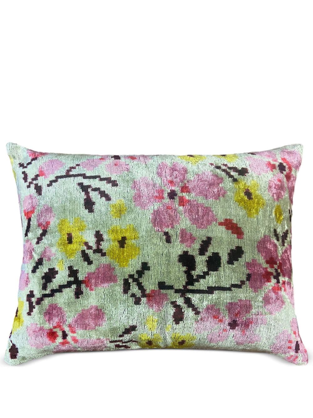 Les-Ottomans Flowers velvet cushion (50cm x 40cm) - Green von Les-Ottomans