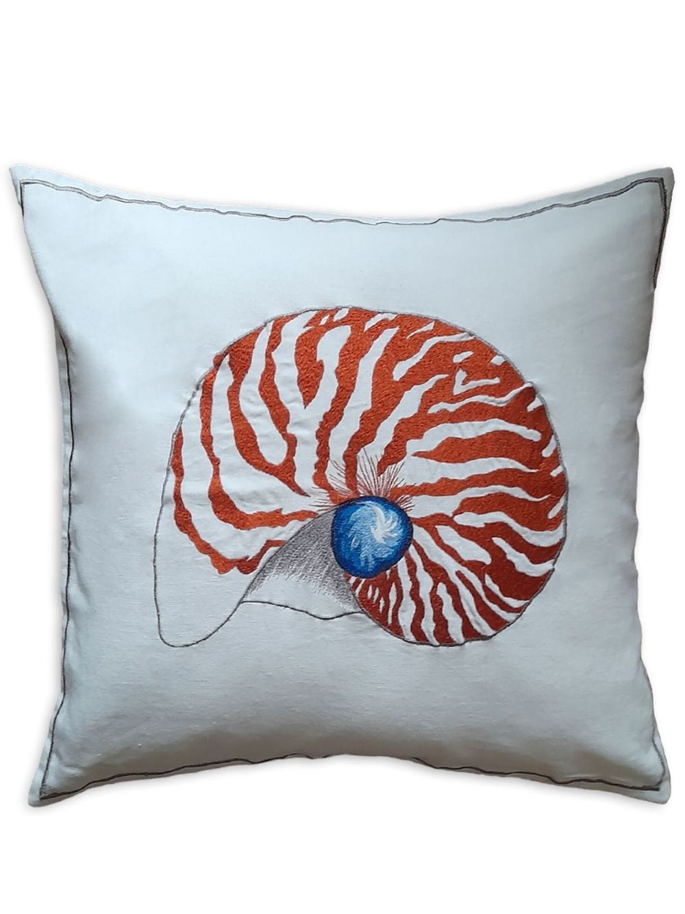 Les-Ottomans Shell-embroidered linen cushion - White von Les-Ottomans
