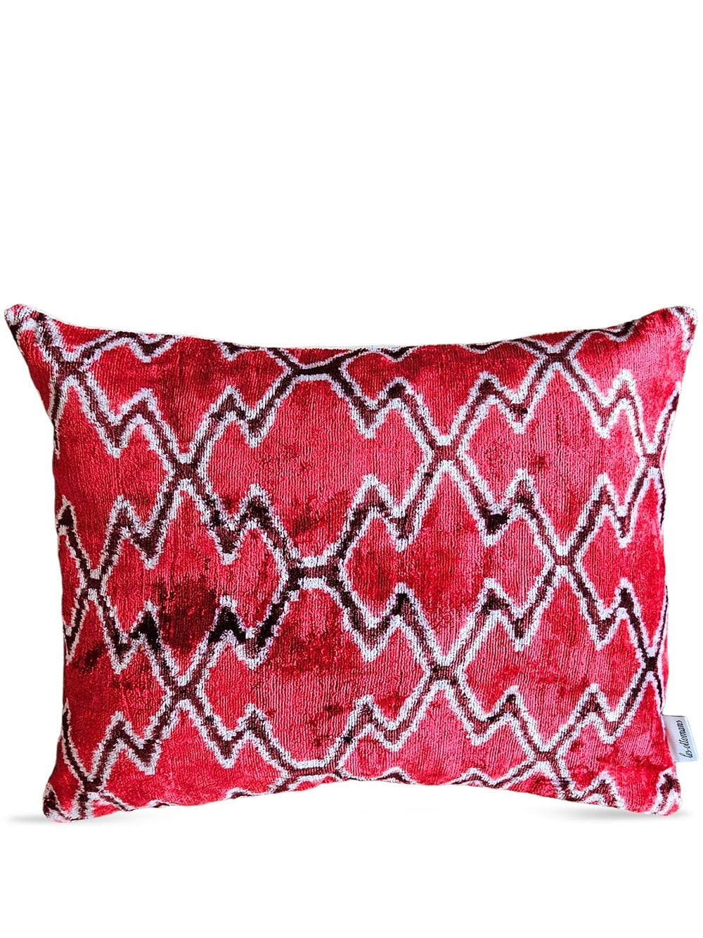 Les-Ottomans geometric-pattern print velvet-finish cushion - Red von Les-Ottomans