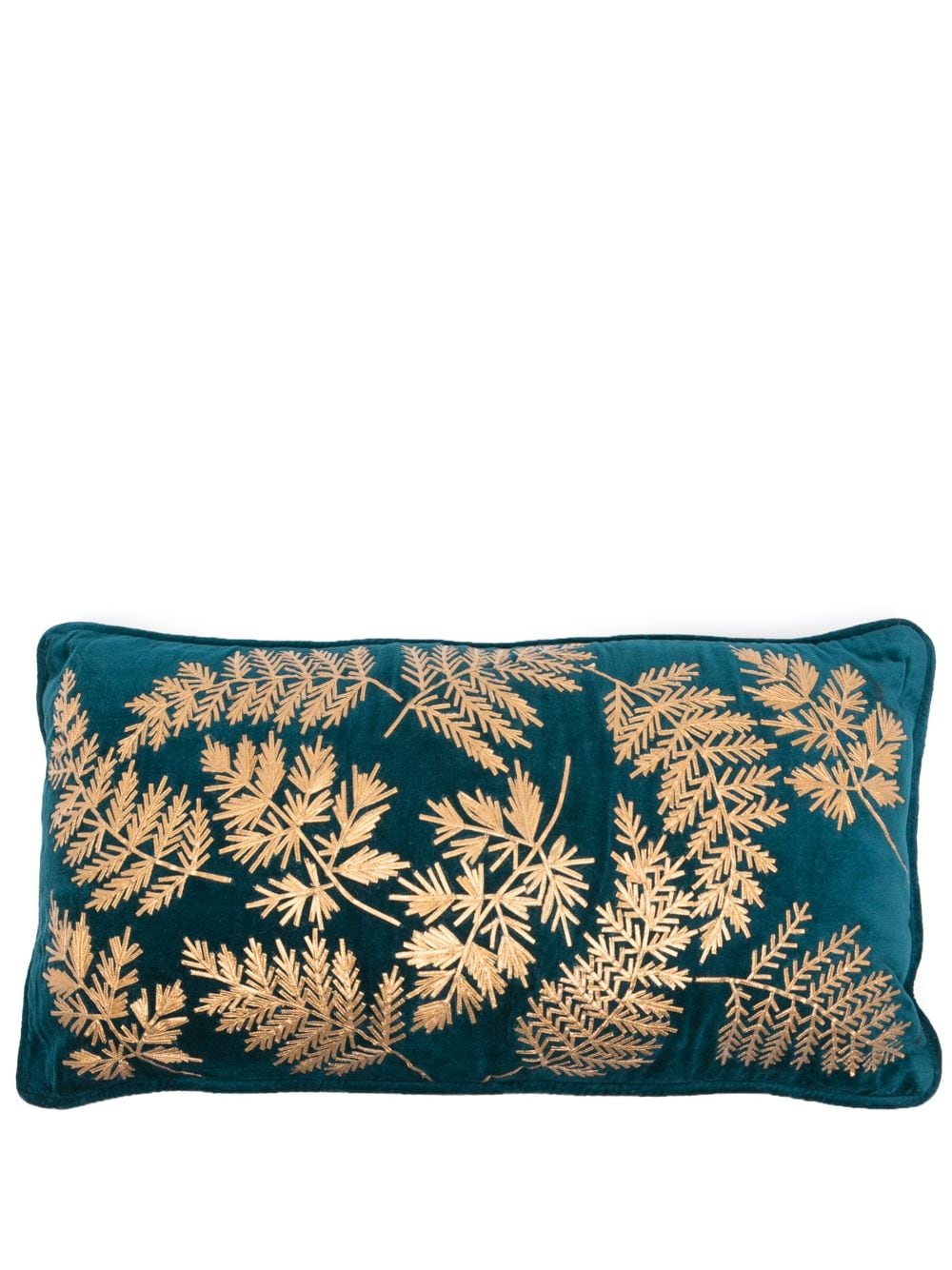 Les-Ottomans x Browns leaves-embroidered velvet cushion (30cm x 60cm) - Blue von Les-Ottomans
