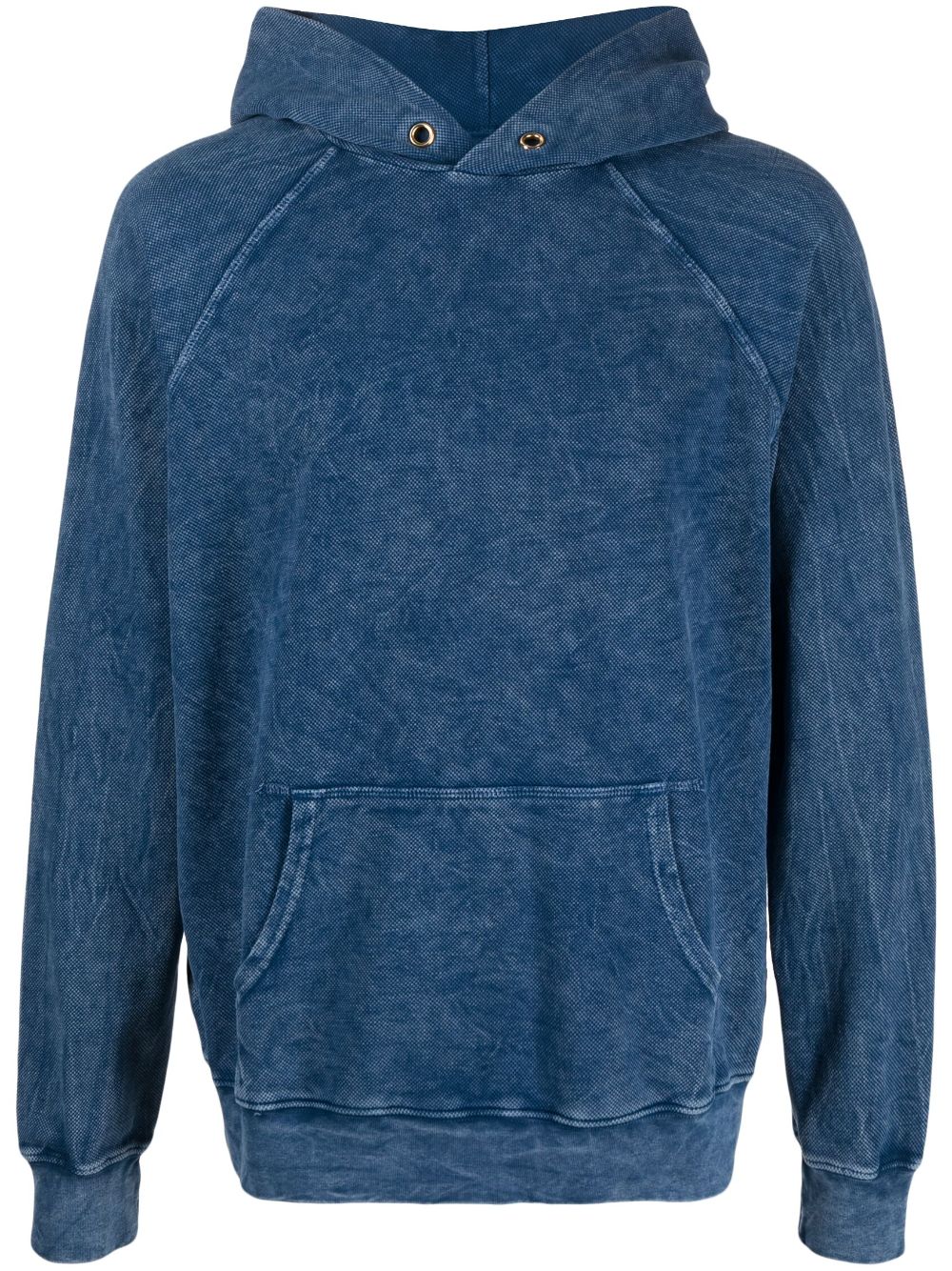 Les Tien crinkled-effect long-sleeved hoodie - Blue von Les Tien