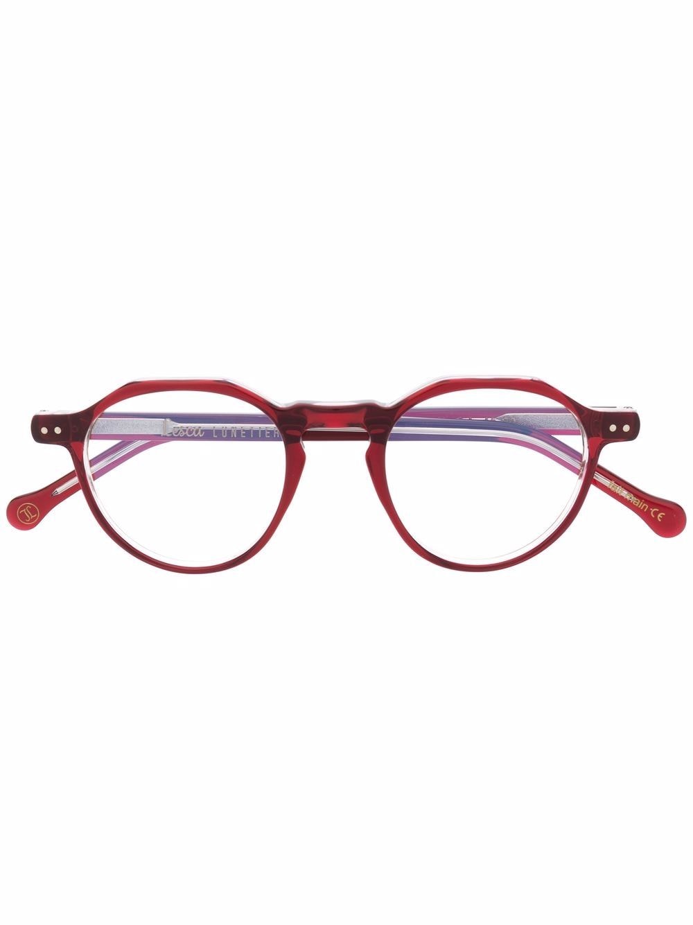 Lesca Icon 36 round-frame glasses - Red von Lesca