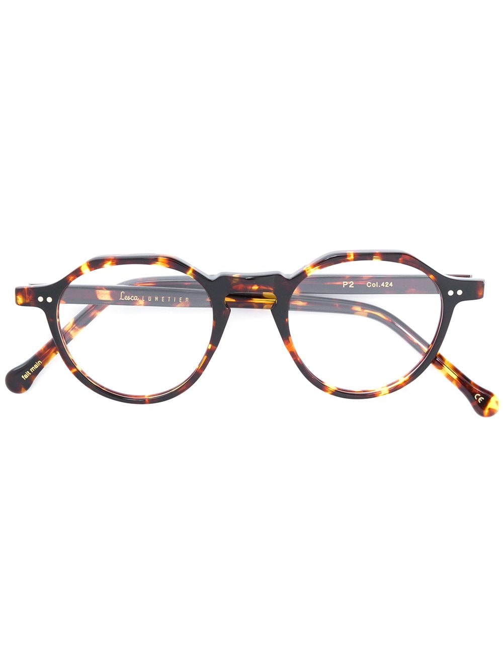 Lesca tortoiseshell round frame glasses - Brown von Lesca