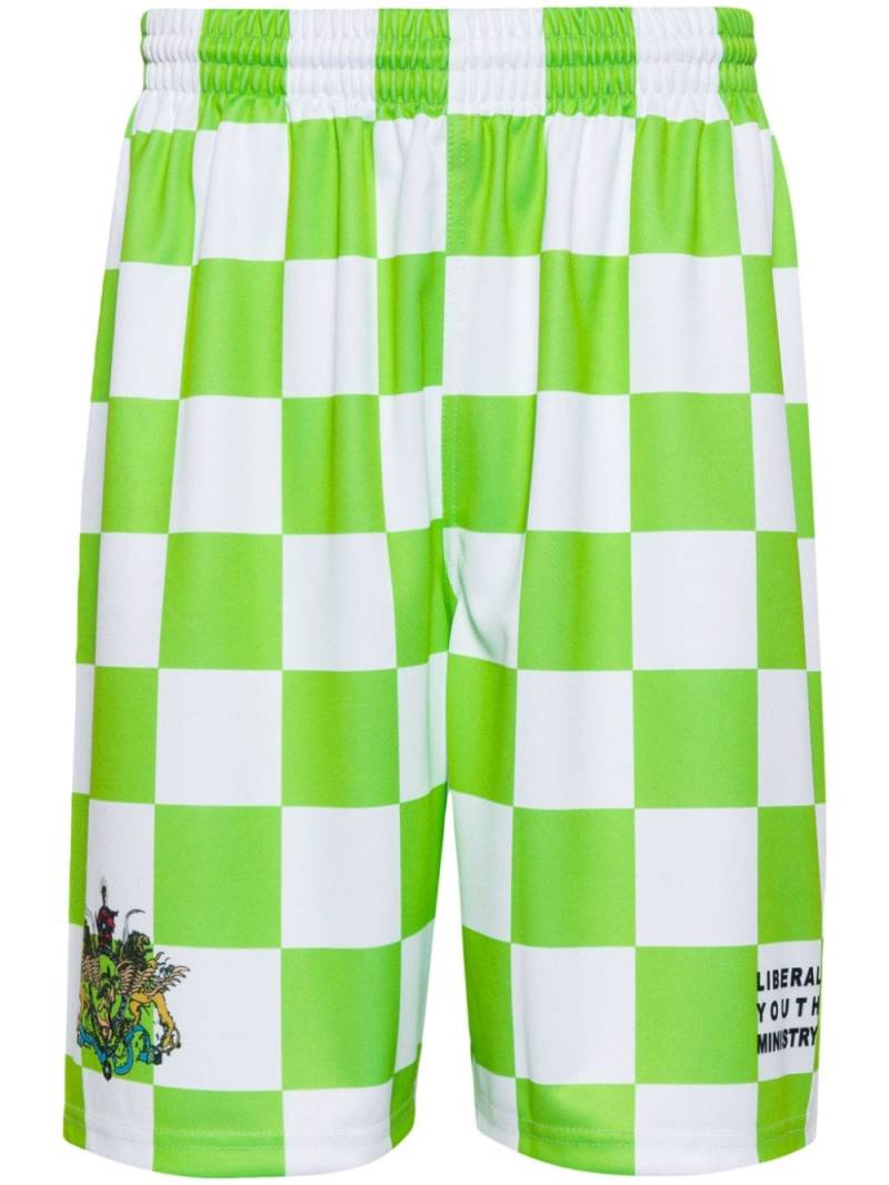 Liberal Youth Ministry checkerboard-print logo-print basketball shorts - Green von Liberal Youth Ministry