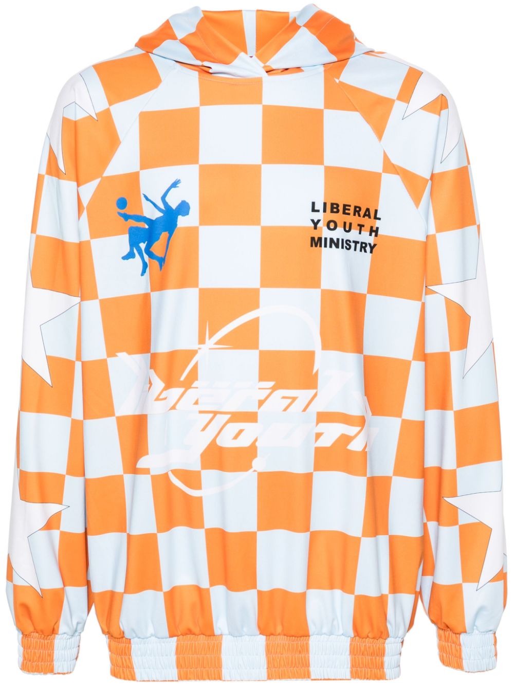 Liberal Youth Ministry logo checkerboard-print hoodie - Orange von Liberal Youth Ministry
