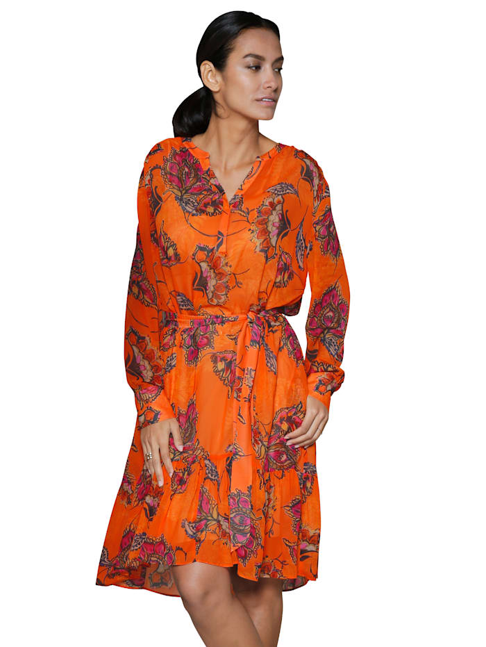 Kleid mit großen Blumen bedruckt Lieblingsstück Orange/Pink von Lieblingsstück