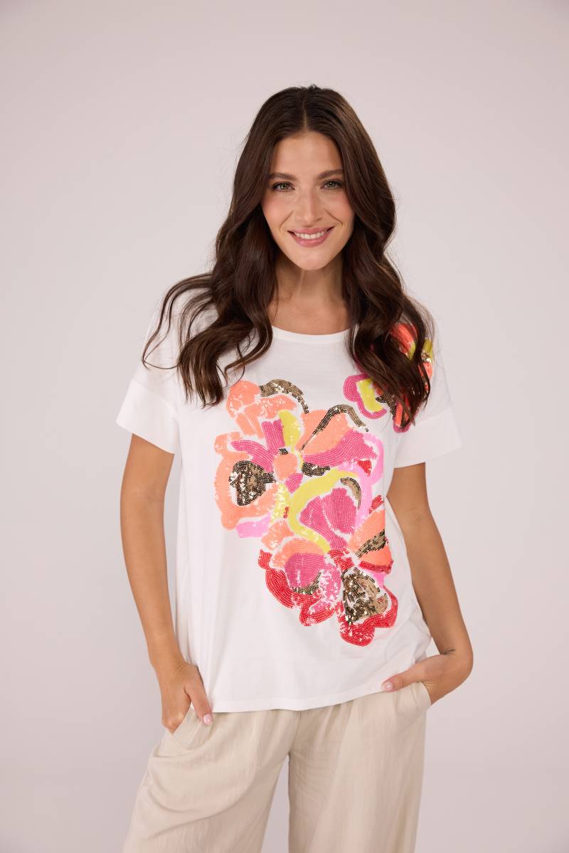 Lieblingsstück Rundhalsshirt »DavyL«, mit Blumendruck und Pailletten von Lieblingsstück