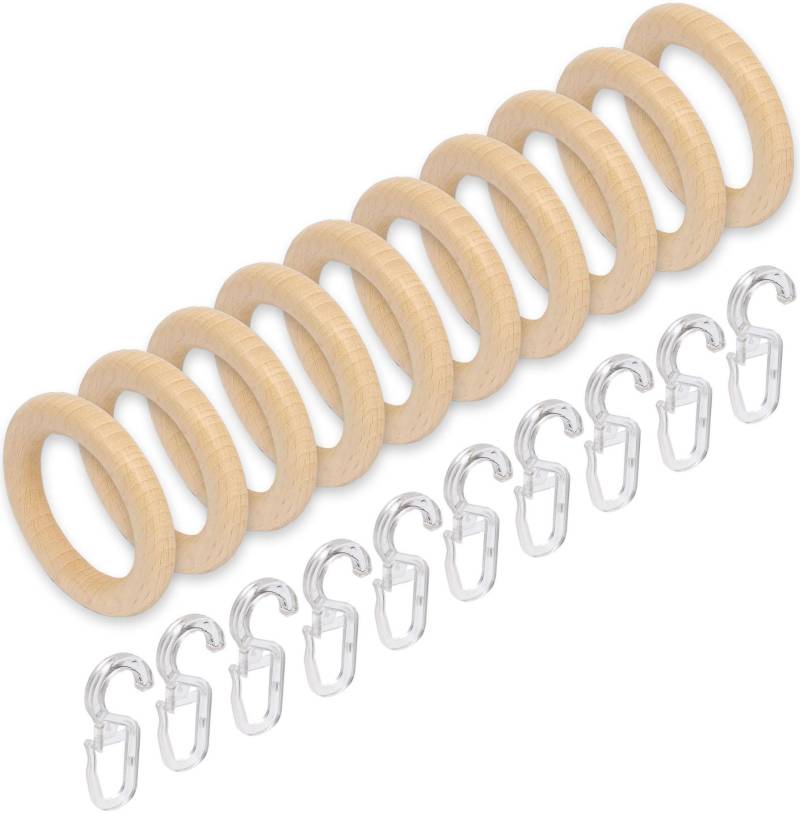 Liedeco Gardinenring, (Packung, 10 St., mit Faltenlegehaken), für Gardinenstangen Ø 28 mm von LIEDECO