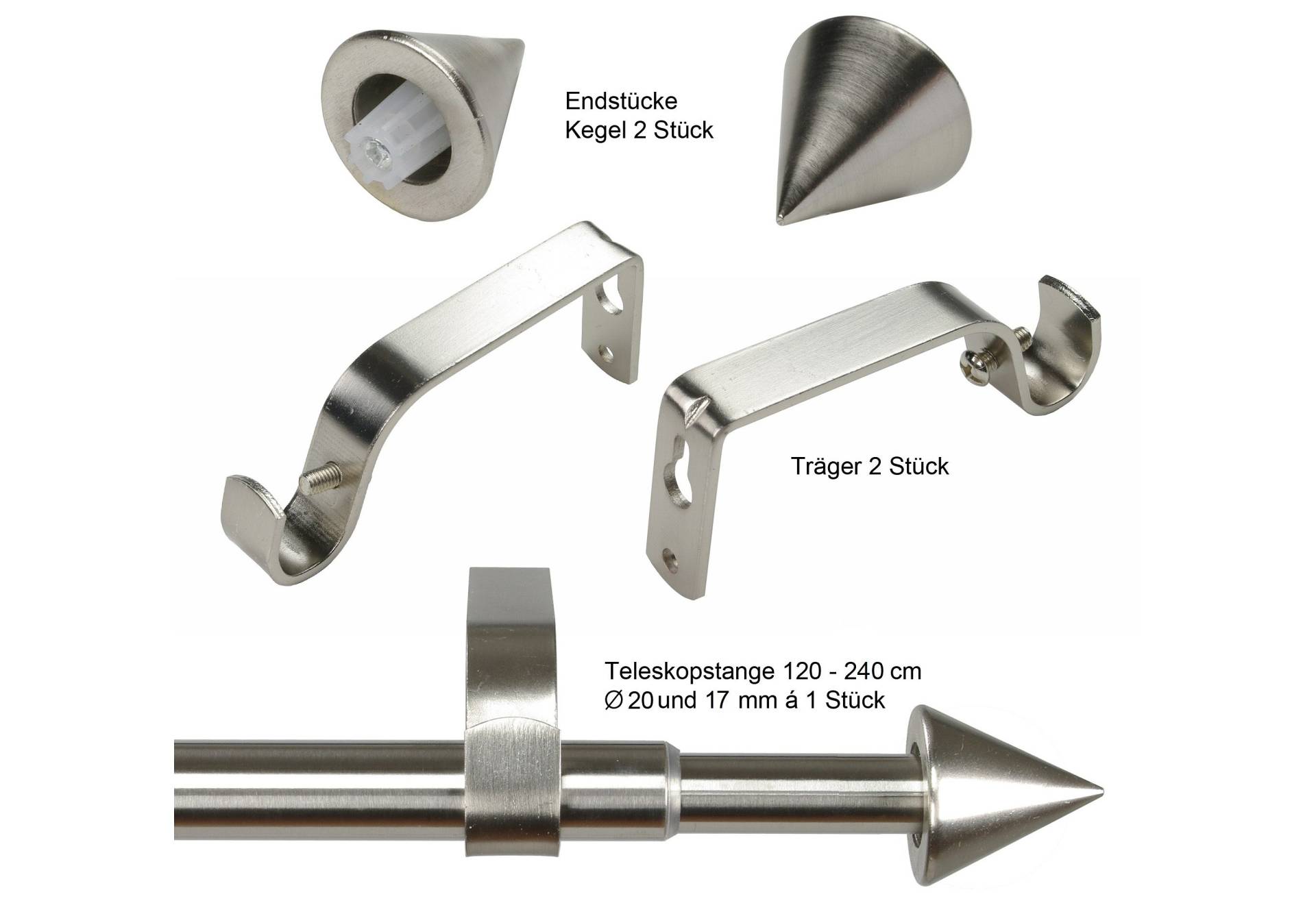 Liedeco Gardinenstange »Kegel Ø 20 mm«, 1 läufig-läufig, ausziehbar, edelstahlfarben Liedeco Gardinenstange »Kegel Ø 20 mm«, 1 läufig-läufig, ausziehbar, edelstahlfarben von LIEDECO