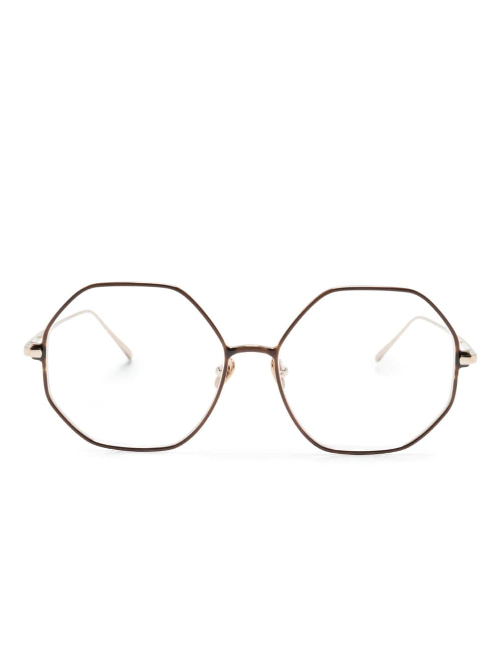 Linda Farrow Leif geometric-frame glasses - Gold von Linda Farrow