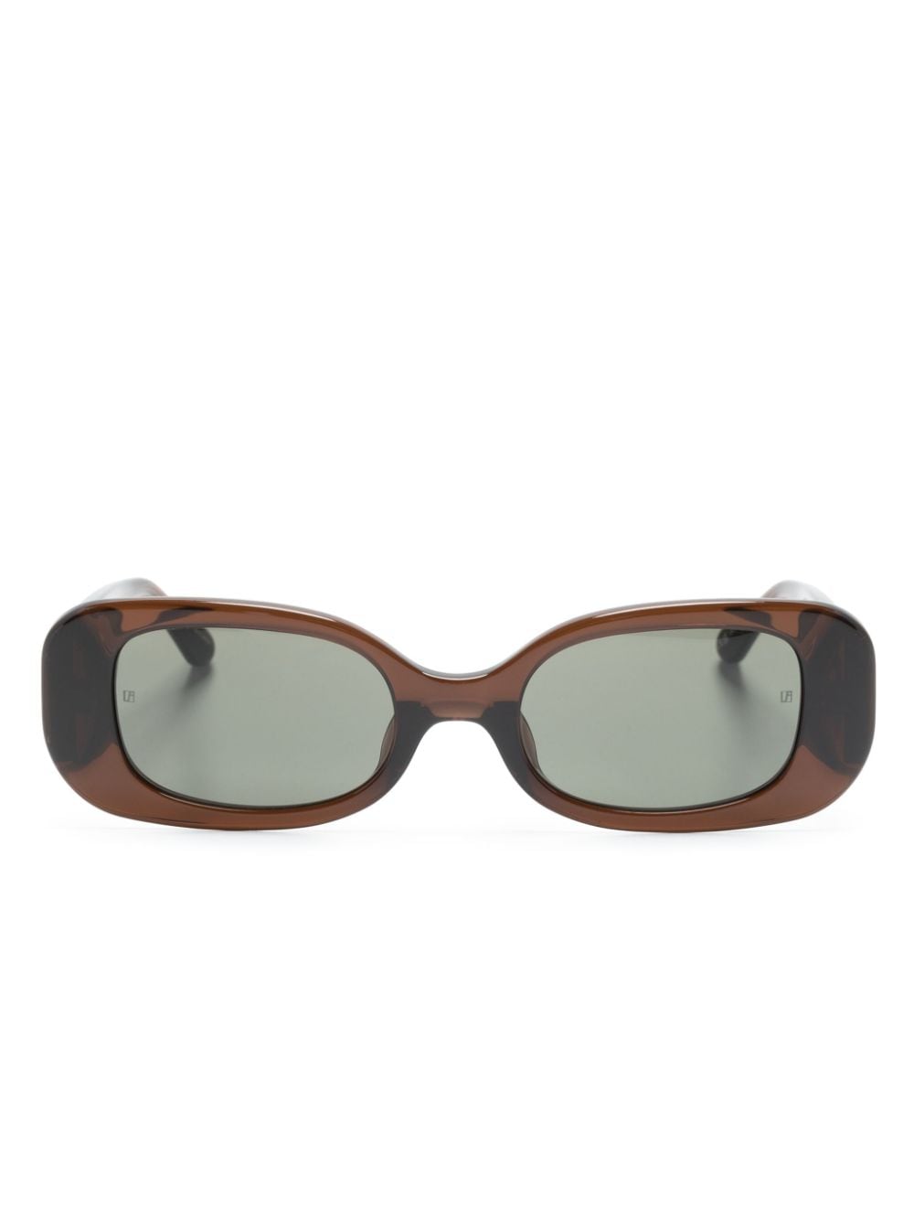 Linda Farrow engraved-logo arm sunglasses - Brown von Linda Farrow