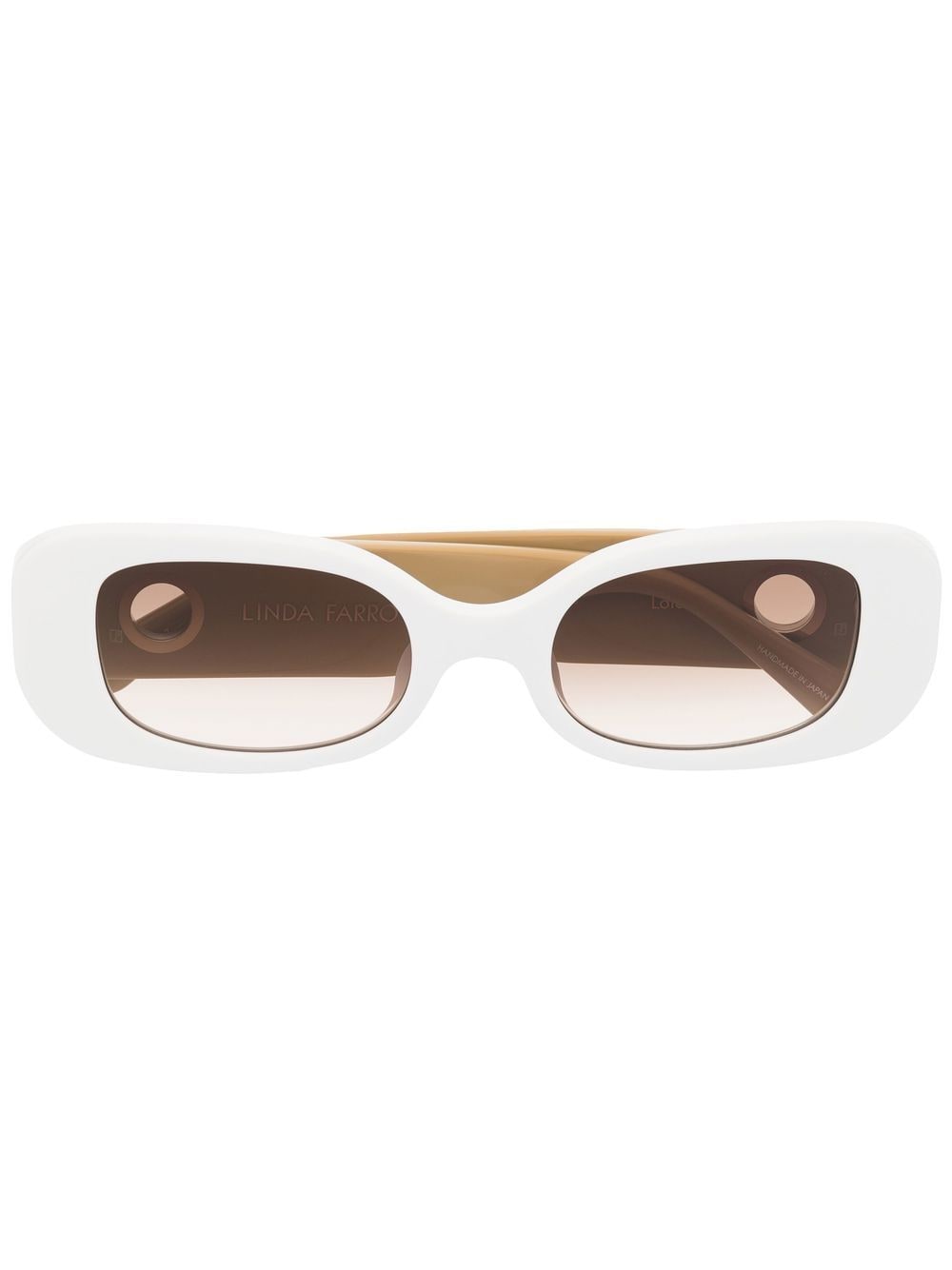 Linda Farrow eyelet-embellished oval-frame sunglasses - White von Linda Farrow