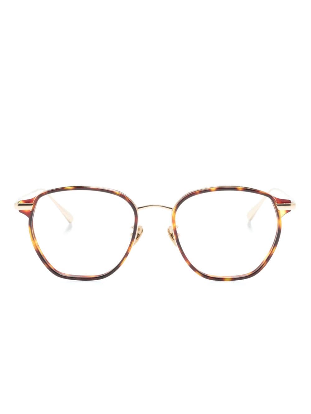 Linda Farrow tortoiseshell-trim round-frame glasses - Gold von Linda Farrow